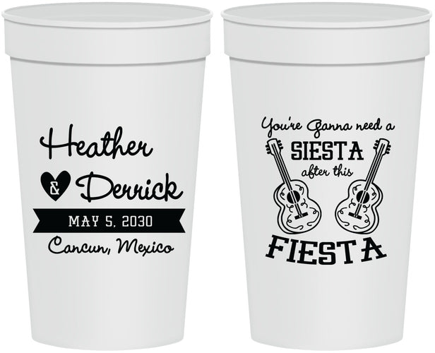 Personalized Wedding 32 oz Stadium Cups - Siesta Fiesta Mexico | 207