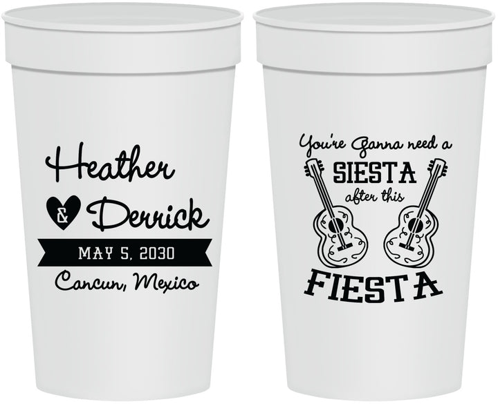 Personalized Wedding 32 oz Stadium Cups - Siesta Fiesta Mexico | 207