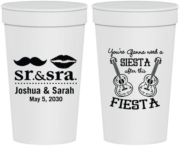 Personalized Wedding 32 oz Stadium Cups - Siesta Fiesta Sr Sra | 208