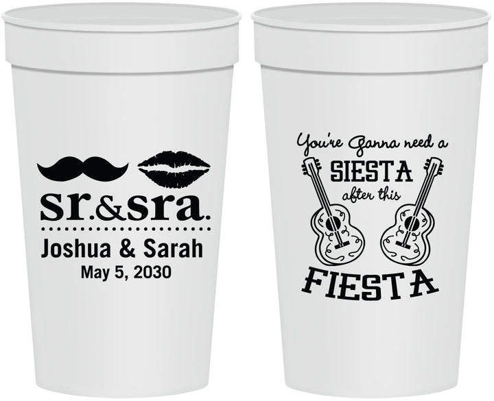 Personalized Wedding 32 oz Stadium Cups - Siesta Fiesta Sr Sra | 208