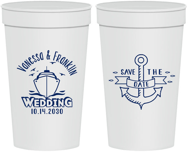Personalized Wedding 32 oz Stadium Cups - Save The Date Cruise | 209