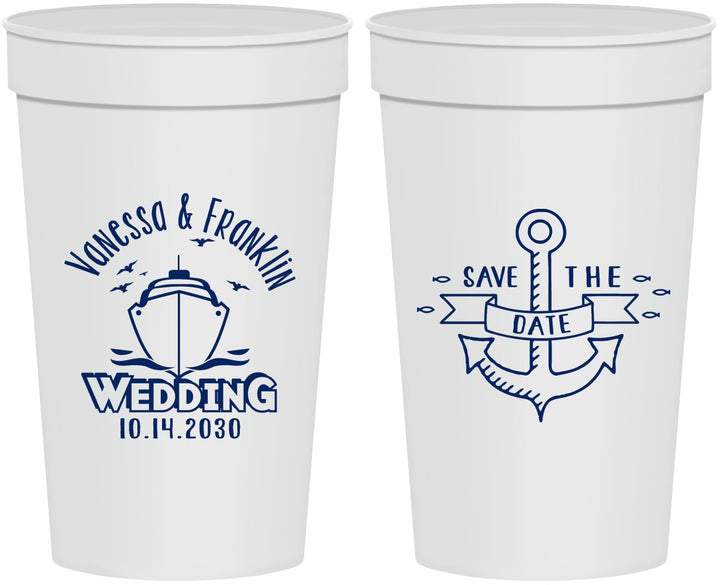 Personalized Wedding 32 oz Stadium Cups - Save The Date Cruise | 209