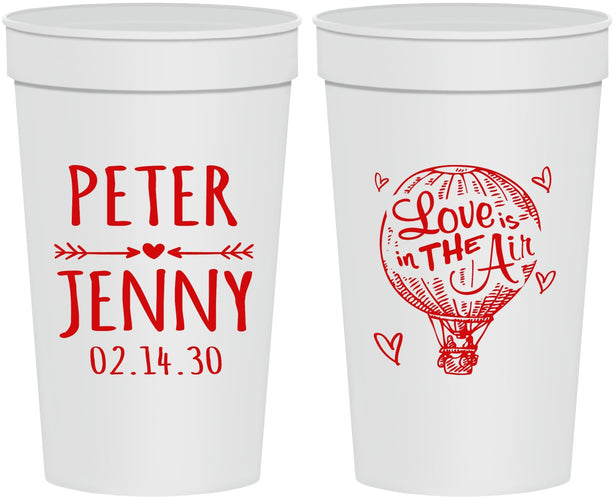 Personalized Wedding 32 oz Stadium Cups - Love In Air Hot Air Balloon | 210