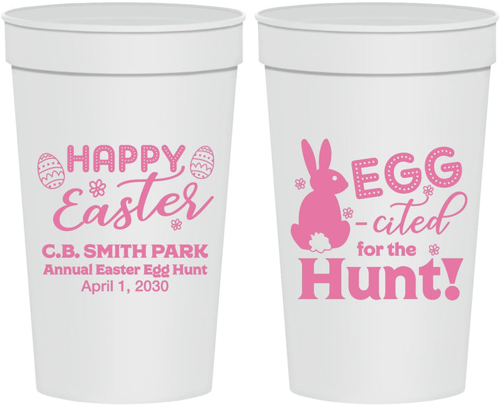 Personalized Easter 32 oz Stadium Cups - Eggcited For Hunt Bunny | 210002