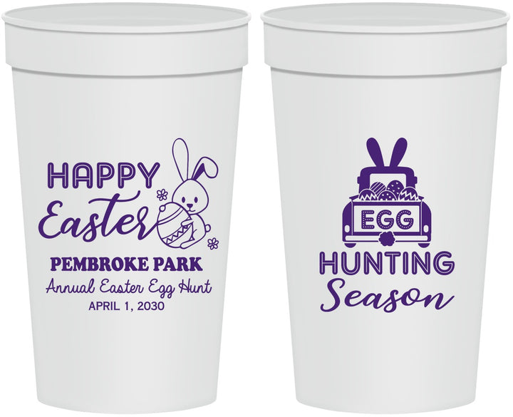 Personalized Easter 32 oz Stadium Cups - Egg Hunting Bunny | 210004