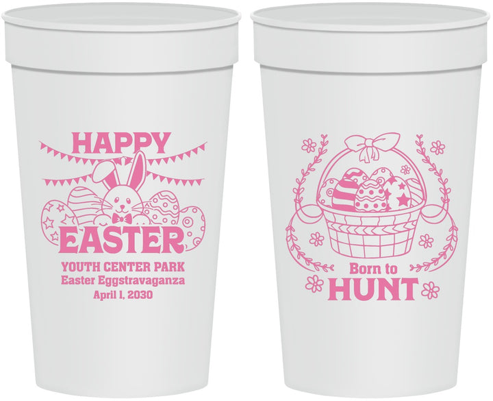 Personalized Easter 32 oz Stadium Cups - Born To Hunt Bunny | 210007
