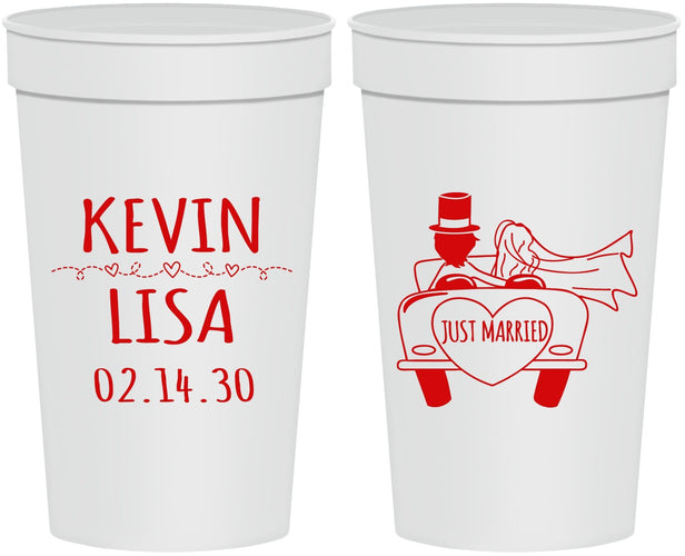 Personalized Wedding 32 oz Stadium Cups - Just Married | 212