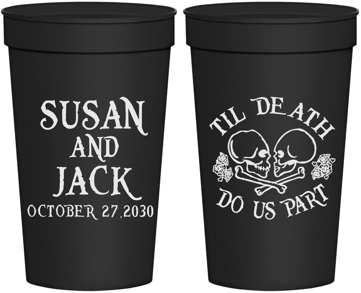 Personalized Wedding 32 oz Stadium Cups - Til Death Do Us Part | 213