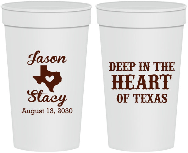Personalized Wedding 32 oz Stadium Cups - Deep In The Heart Of Texas | 214
