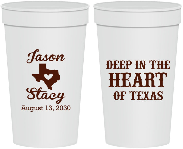 Personalized Wedding 32 oz Stadium Cups - Deep In The Heart Of Texas | 214