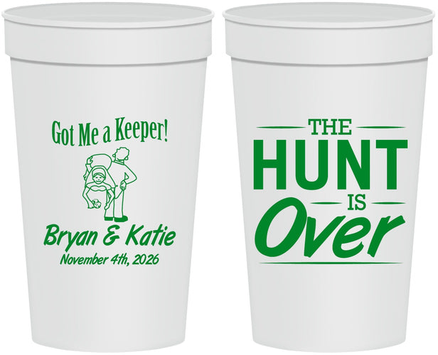 Personalized Wedding 32 oz Stadium Cups - The Hunt Is Over | 216