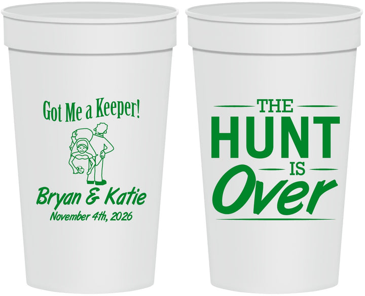 Personalized Wedding 32 oz Stadium Cups - The Hunt Is Over | 216