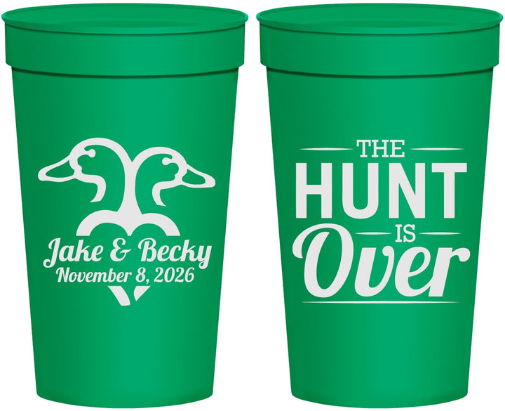 Personalized Wedding 32 oz Stadium Cups - The Hunt Is Over Duck | 217