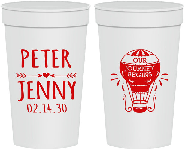 Personalized Wedding 32 oz Stadium Cups - Hot Air Balloon | 219