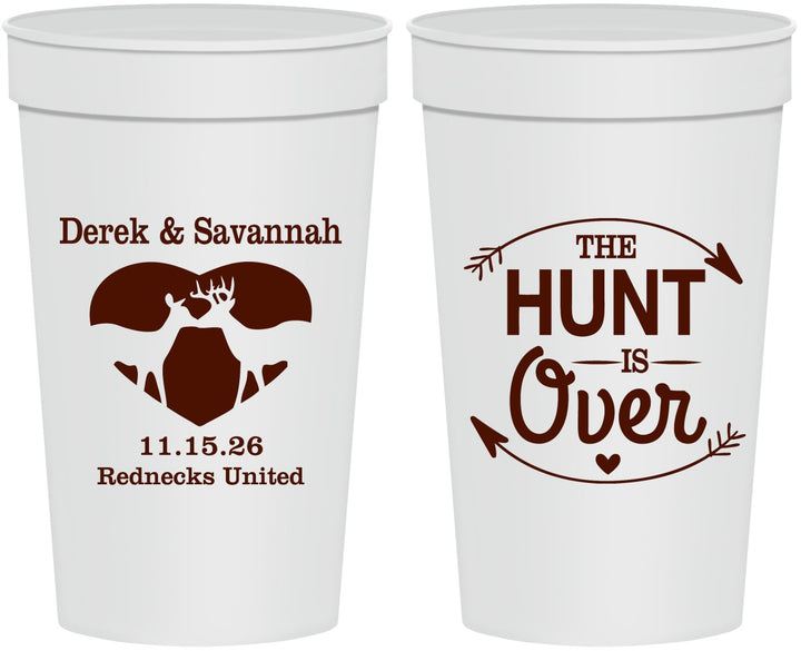 Personalized Wedding 32 oz Stadium Cups - The Hunt Is Over Deer | 220