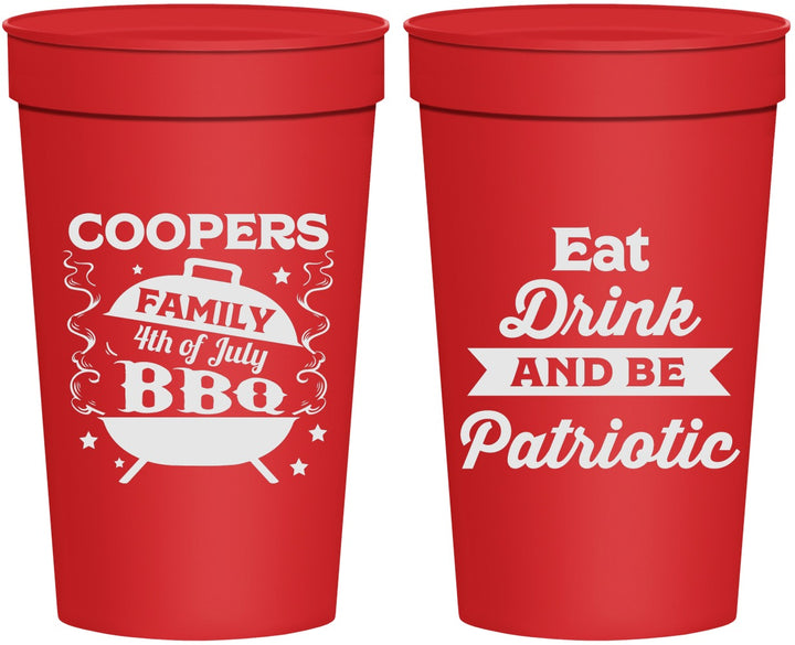Personalized 4th Of July 32 oz Stadium Cups - Eat Drink Patriotic | 220002