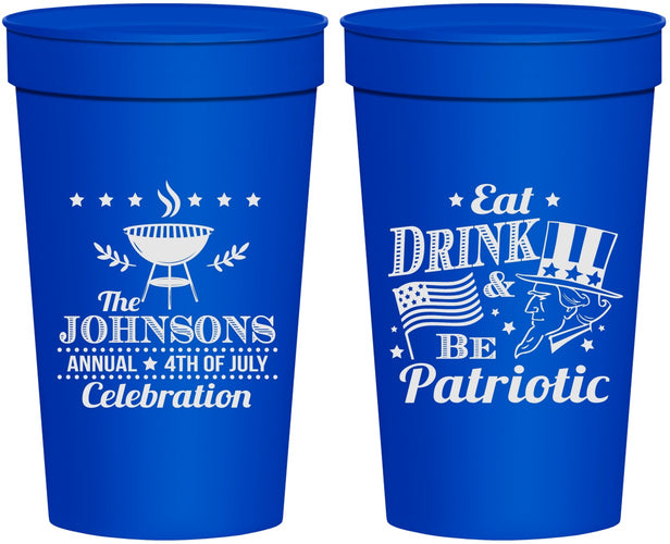 Personalized 4th Of July 32 oz Stadium Cups - Eat Drink Patriotic | 220003