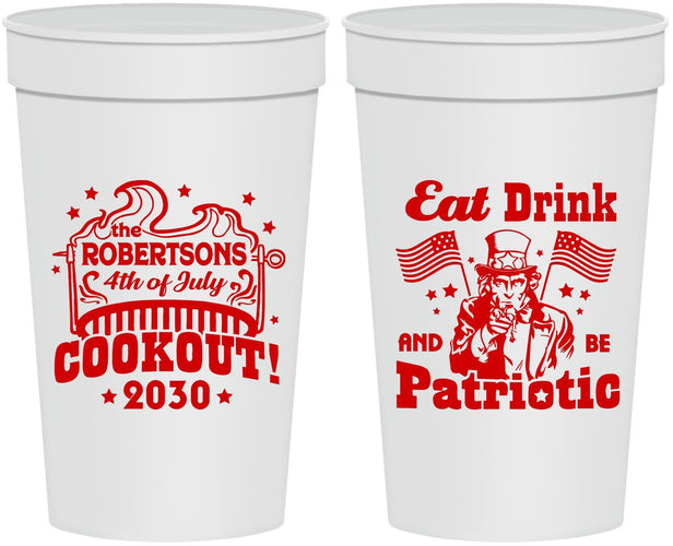 Personalized 4th Of July 32 oz Stadium Cups - Eat Drink Patriotic | 220004