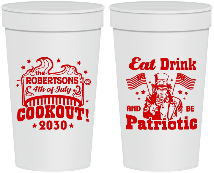 Personalized 4th Of July 32 oz Stadium Cups - Eat Drink Patriotic | 220004