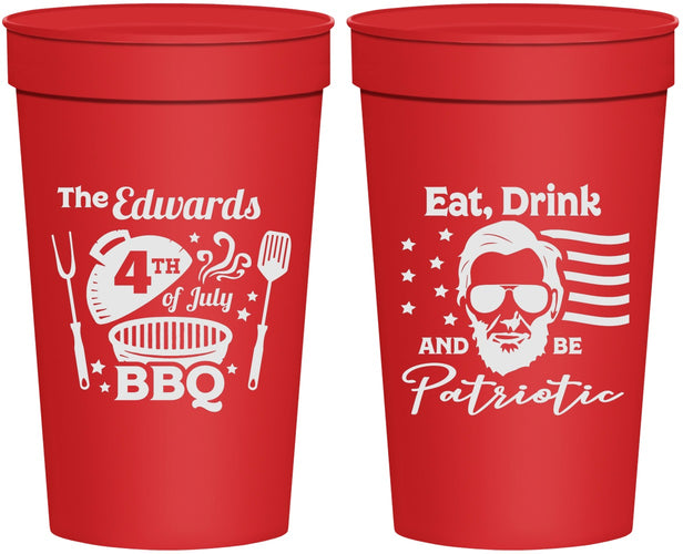 Personalized 4th Of July 32 oz Stadium Cups - Eat Drink Patriotic | 220006
