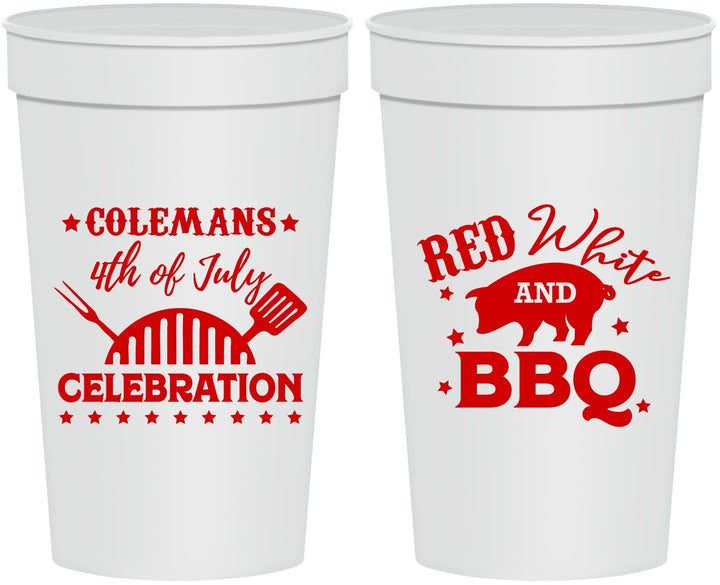 Personalized 4th Of July 32 oz Stadium Cups - Red White Bbq | 220008