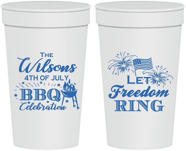 Personalized 4th Of July 32 oz Stadium Cups - Bbq Fireworks | 220009