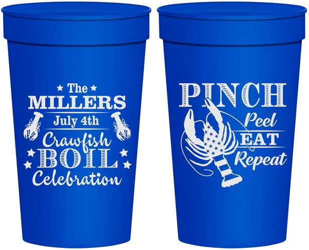 Personalized 4th Of July 32 oz Stadium Cups - Pink Peel Crawfish | 220011