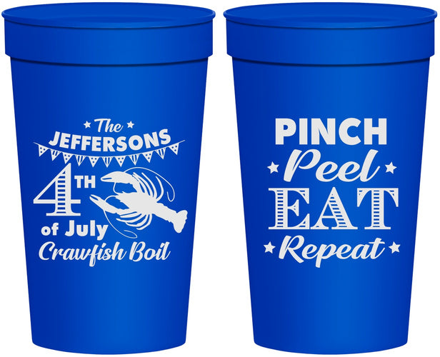 Personalized 4th Of July 32 oz Stadium Cups - Pink Peel Crawfish | 220015