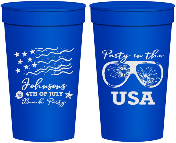 Personalized 4th Of July 32 oz Stadium Cups - Party In The Usa | 220023