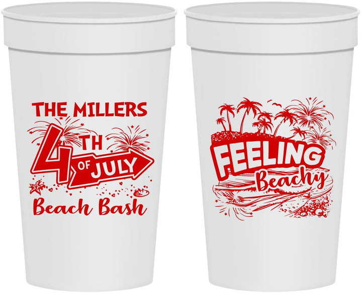 Personalized 4th Of July 32 oz Stadium Cups - Feeling Beachy | 220024