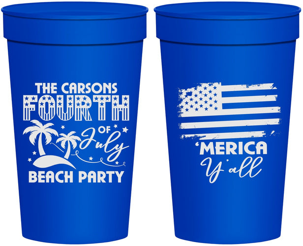 Personalized 4th Of July 32 oz Stadium Cups - Beach Merica Yall | 220027
