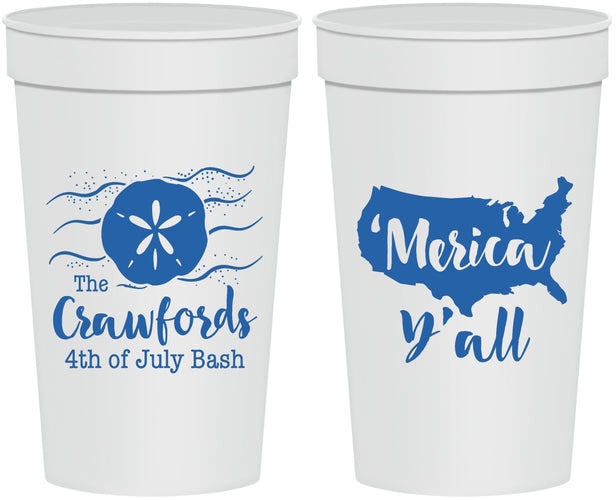 Personalized 4th Of July 32 oz Stadium Cups - Beach Merica Yall | 220029