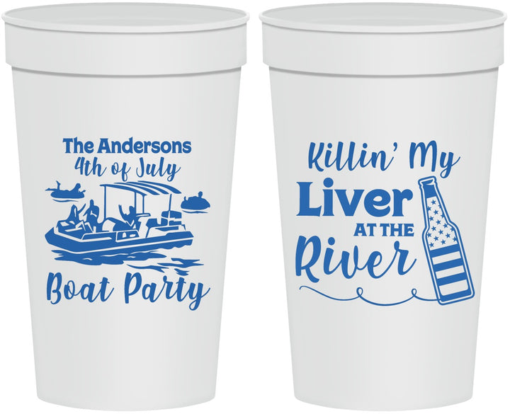 Personalized 4th Of July 32 oz Stadium Cups - Boat River | 220033