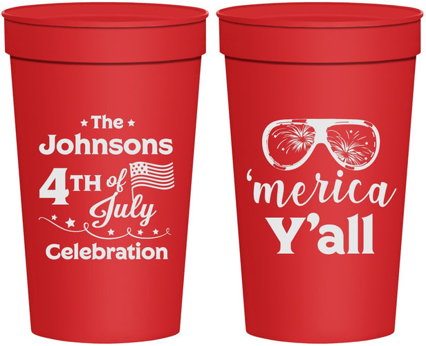 Personalized 4th Of July 32 oz Stadium Cups - Merica Yall | 220034