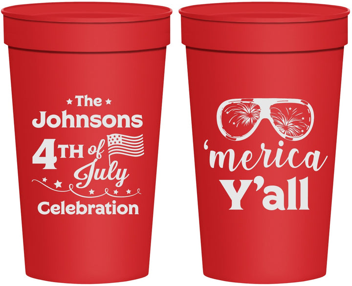 Personalized 4th Of July 32 oz Stadium Cups - Merica Yall | 220034