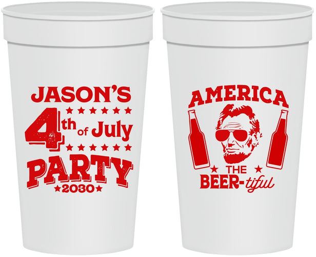 Personalized 4th Of July 32 oz Stadium Cups - Bbq Lincoln | 220036