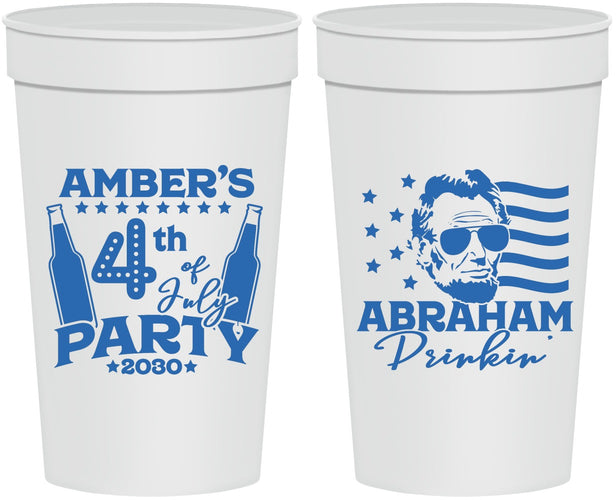 Personalized 4th Of July 32 oz Stadium Cups - Abraham Drinkin | 220037