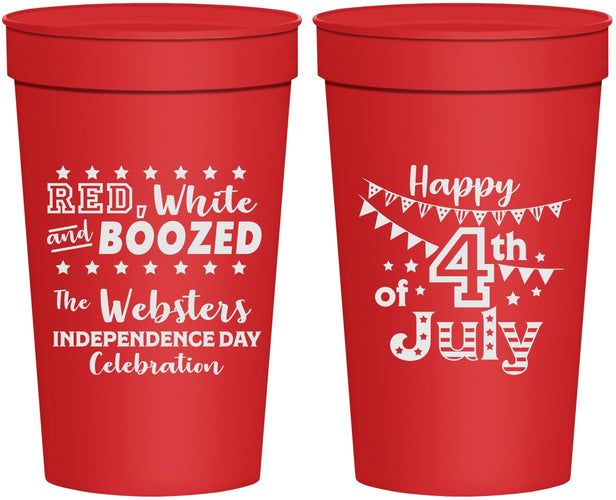 Personalized 4th Of July 32 oz Stadium Cups - Red White Booze | 220042