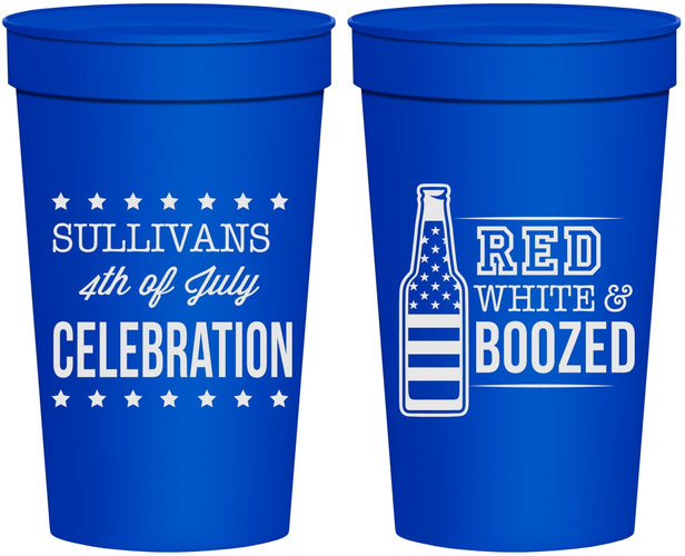 Personalized 4th Of July 32 oz Stadium Cups - Red White Booze | 220043