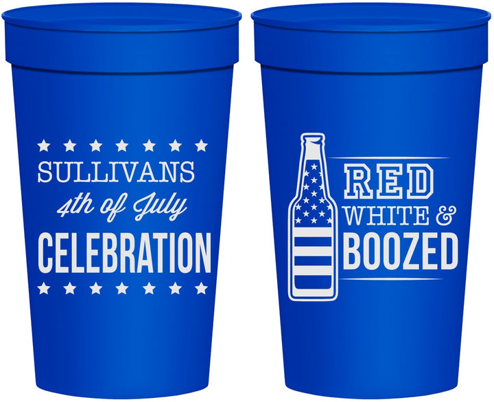 Personalized 4th Of July 32 oz Stadium Cups - Red White Booze | 220043