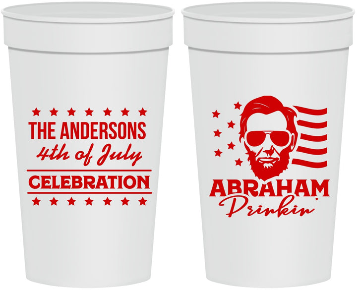 Personalized 4th Of July 32 oz Stadium Cups - Abraham Drinkin | 220044