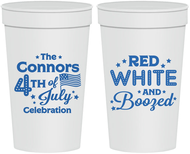 Personalized 4th Of July 32 oz Stadium Cups - Red White Booze | 220045