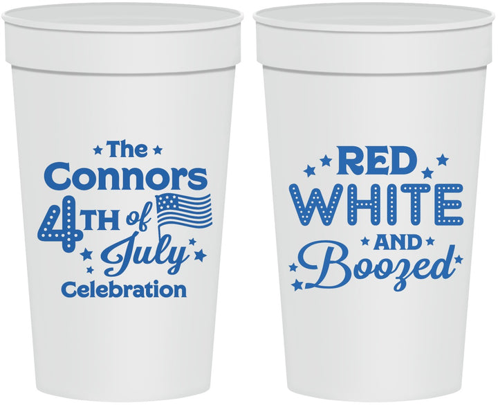 Personalized 4th Of July 32 oz Stadium Cups - Red White Booze | 220045