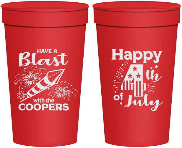 Personalized 4th Of July 32 oz Stadium Cups - Fireworks | 220046