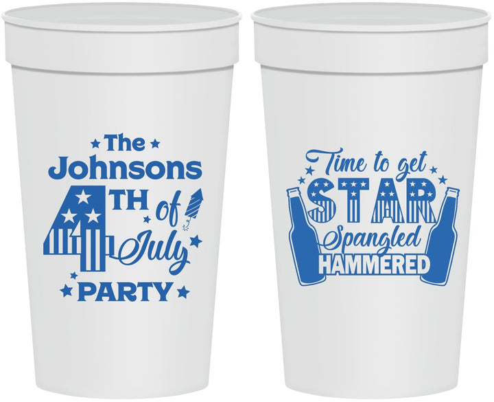 Personalized 4th Of July 32 oz Stadium Cups - Star Spangled Hammered | 220049