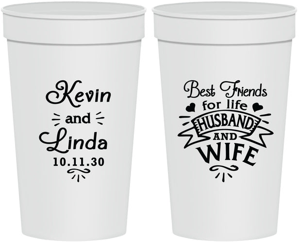 Personalized Wedding 32 oz Stadium Cups - Best Friends | 221