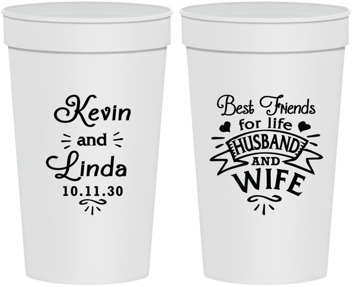 Personalized Wedding 32 oz Stadium Cups - Best Friends | 221