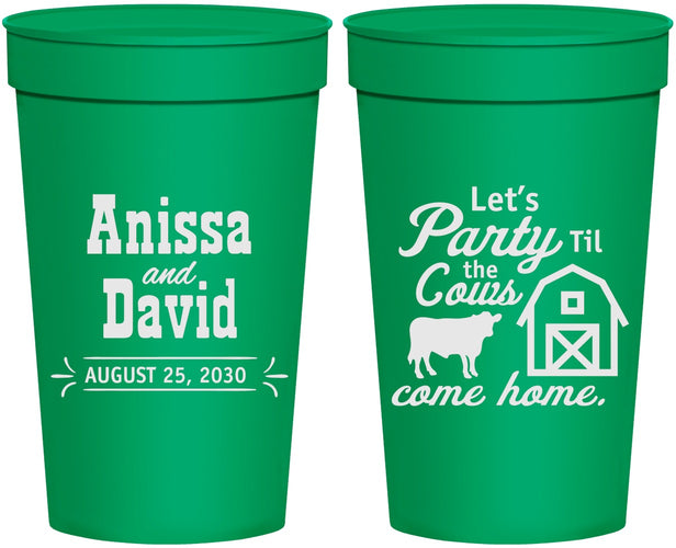 Personalized Wedding 32 oz Stadium Cups - Party Til The Cows Come Home | 222