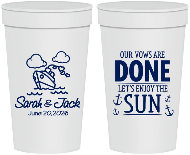 Personalized Wedding 32 oz Stadium Cups - Vows Are Done Cruise | 229
