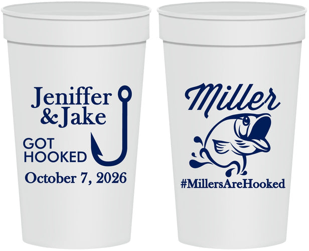 Personalized Wedding 32 oz Stadium Cups - Got Hook Fish | 230